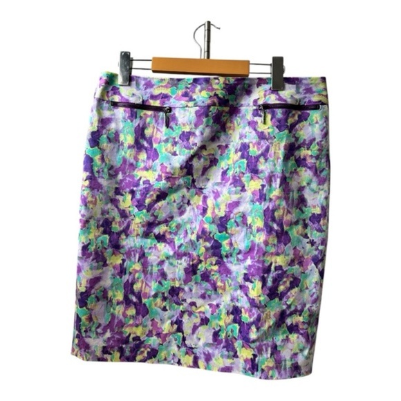 Calvin Klein Purple Multi Coloured Pencil Skirt - Picture 1 of 5